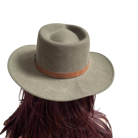 Boutique 100% Wool Olive Fedora Made in USA with Leather Trim NWT Unisex - Picture 7 of 15